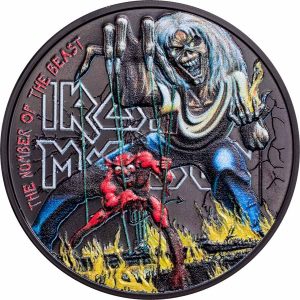 IRON MAIDEN THE NUMBER OF THE BEAST - 2022 1 oz Pure Silver Obsidian Black Finish Coin - Cook Islands - Coin Invest Trust