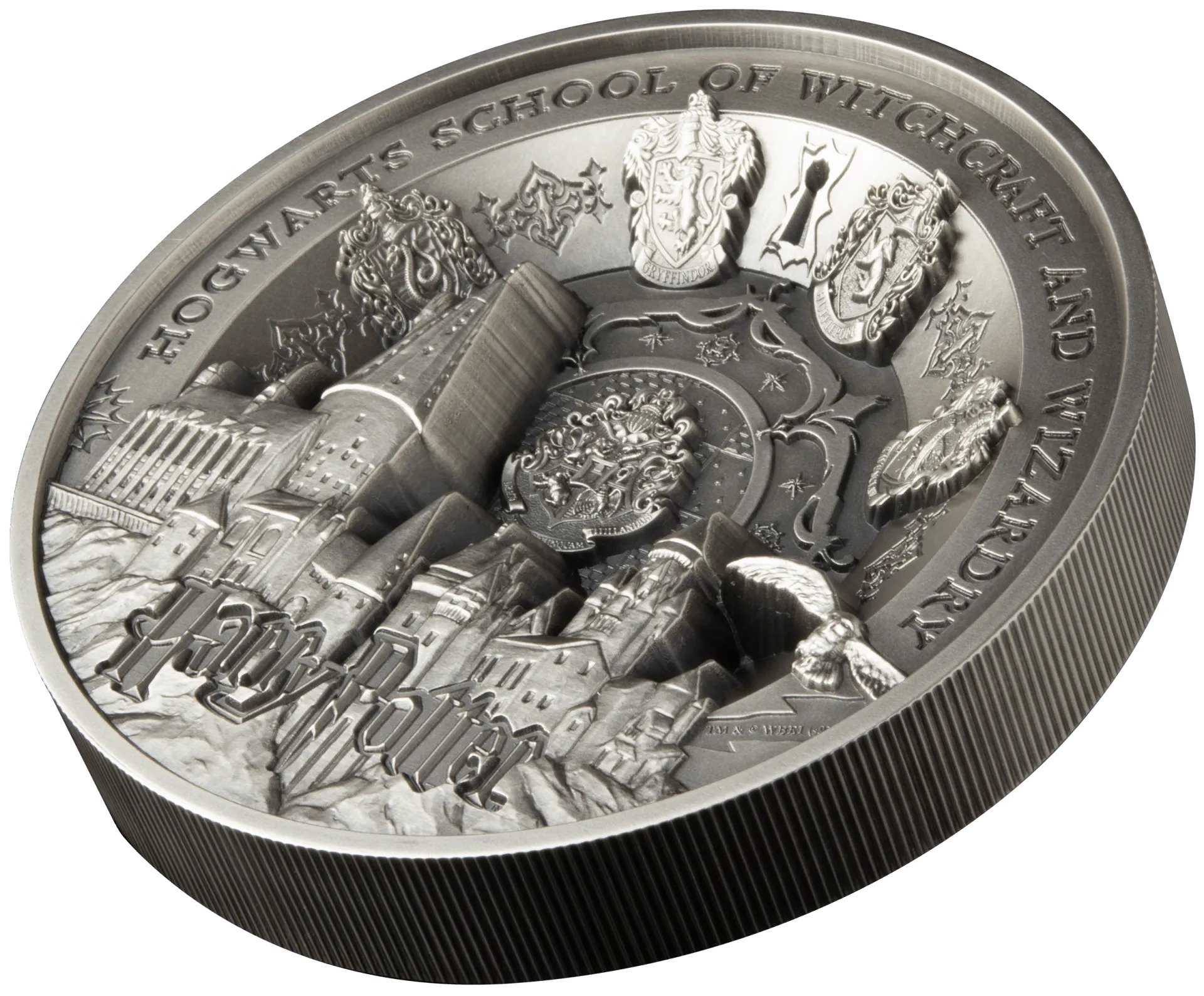 HARRY POTTER Hogwarts School of Witchcraft and Wizardry- Multiple Layer Minting - 2021 1 Kilo Pure Silver Antique Finish Coin - Samoa