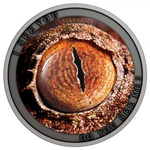 GECKO I SEE YOU EYES 2021 $1 40mm Pure Silver Coin - Niue - Lithuanian Mint