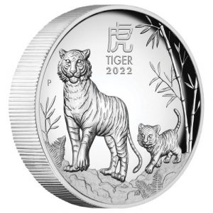 YEAR OF THE TIGER – AUSTRALIAN LUNAR SERIES III – 2022 1 oz Pure Silver Proof High Relief Coin – Perth Mint