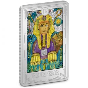 TAROT CARDS - THE EMPEROR - 2021 1 oz Fine Silver Proof Coloured Coin - Niue - NZ Mint