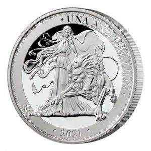 UNA AND THE LION - 2021 2 Pounds 2 oz Pure Silver Proof Coin - St. Helena