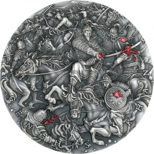 GENGHIS KHAN GREAT COMMANDERS SERIES - 2021 2 oz Pure Silver Ultra High Relief Coin with Selective Red Gold Plating - Niue