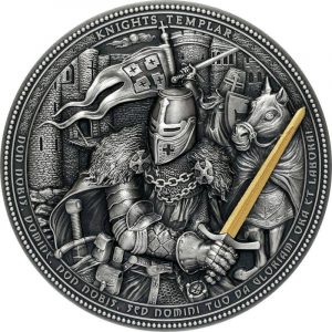 KNIGHTS TEMPLAR ASSASSINS SERIES - 2021 2 oz Pure Ultra High Relief Antique Finish Silver Coin - Niue