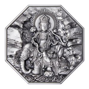 SAMANTABHADRA THE EIGHT PROTECTORS SERIES 2022 120 mm 5 oz Pure Silver High Relief Coin with 28.5 oz of Pure Copper Core - TCHAD