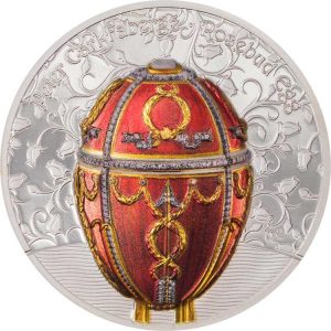 PETER CARL FABERGE ROSEBUD EGG 2022 1000 Togrog 2 oz Pure Silver Smartminting Coin - Mongolia - Coin Invest Trust