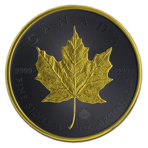 Dark Black Platinum Maple Leaf Coin - 2021 1 oz $5 CAD Canadian Pure Silver Coin