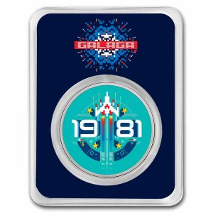 GALAGA 40TH ANNIVERSARY – 2021 1 OZ PURE SILVER COLORIZED BU COIN – NIUE