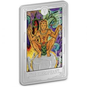 TAROT CARDS THE HIEROPHANT 2022 1 oz Fine Silver Proof Coloured Coin - Niue - NZ Mint