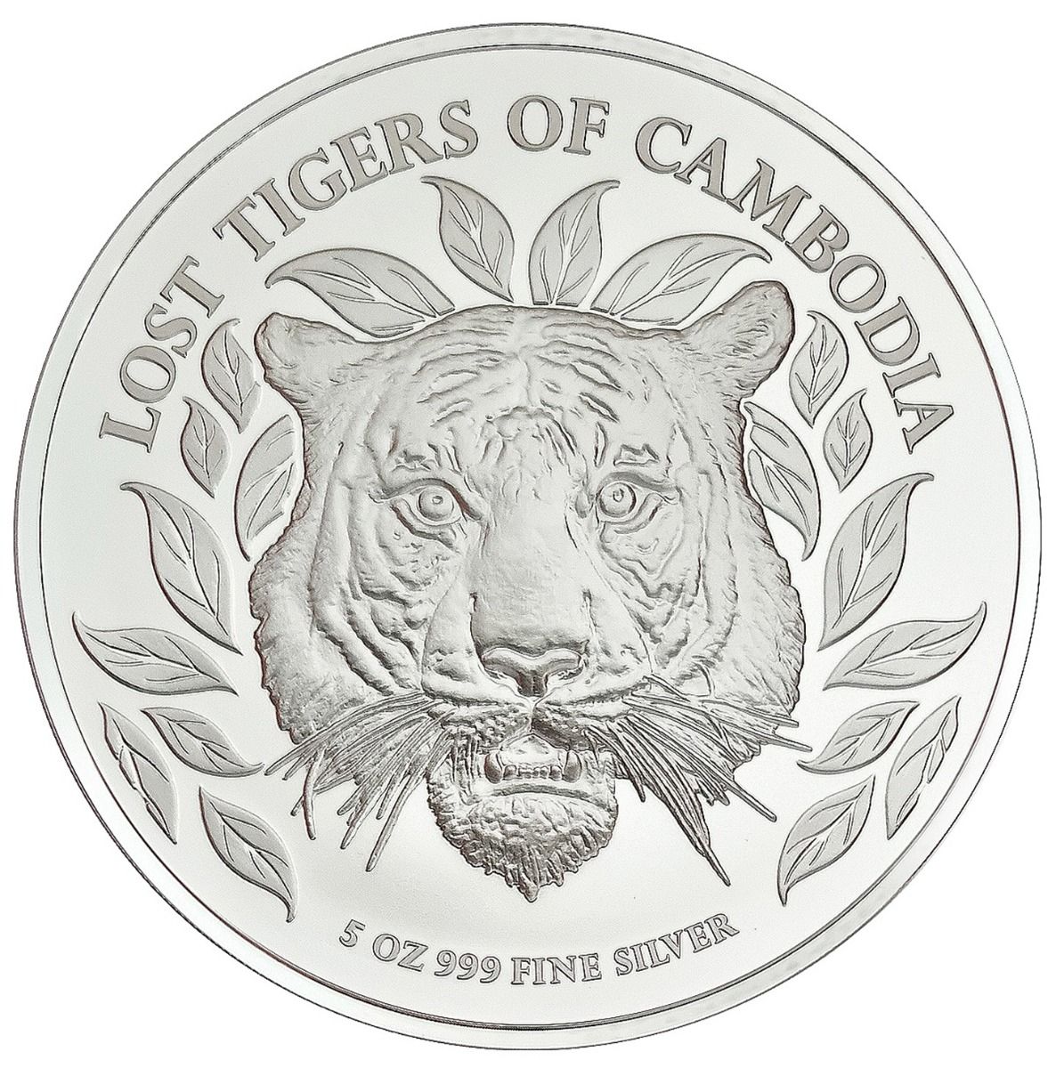 LOST TIGERS OF CAMBODIA - 2022 5 oz Silver Bullion Coin in Capsule - Cambodia