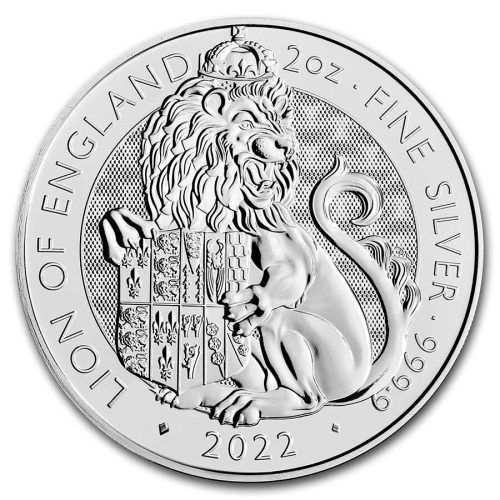 THE LION OF ENGLAND THE ROYAL TUDOR BEASTS 2022 2 oz Silver Bullion