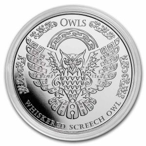 WHISKERED SCREECH OWL 2022 1 oz Pure Silver BU Coin in Capsule - Tokelau - Mintage of only 5000