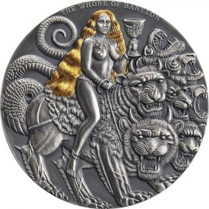 THE WHORE OF BABYLON Apocalypse Series 2022 3 oz Pure Silver Antique Finish Coin with Selective Gold Gilding – Cameroon