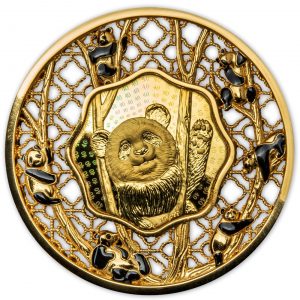 FILIGREE PANDA GOLD EDITION - 2022 $5 2 oz Pure Silver 60mm Gold Plated Coin - Solomon Islands