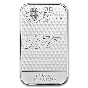 JAMES BOND DIAMONDS ARE FOREVER 2022 1 oz Pure Silver Bar - Royal Mint - Limited Mintage of 70000