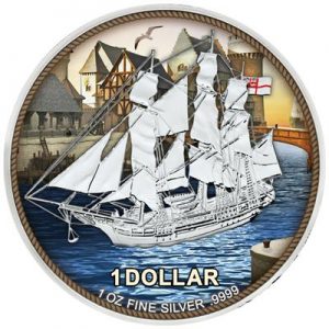 SAILING SHIP BOUNTY DEPARTURE PORTSMOUTH 2022 1 oz Pure Silver Coin - Cook Islands