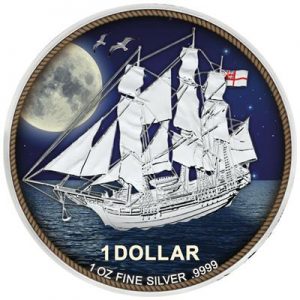 SAILING SHIP BOUNTY ARRIVAL PITCAIRN  2022 1 oz Pure Silver Coin - Cook Islands