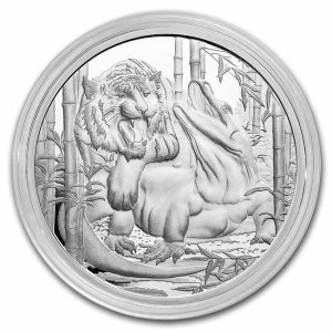 KOMODO DRAGON VS TIGER APEX PREDATORS - 2022 1 oz Pure Silver Coin in Capsule - Niue