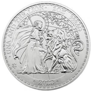 UNA AND THE LION 2022 2 Pounds 2 oz Pure Silver BU Coin - St. Helena