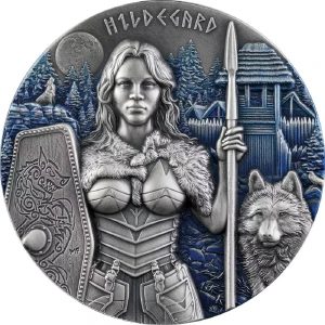 HILDEGARD VALKYRIES SERIES 2022 10 Mark 2 oz UHR Pure Silver Antique Finish Coin