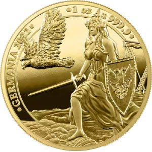 GERMANIA 2022 PROOF 100 Mark 1 oz Pure Gold Round in Wood Box