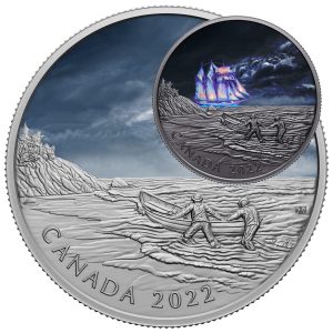 CANADIAN GHOST SHIP GLOW IN THE DARK 2022 5 OZ Pure Silver Coin with BONUS Black Flashlight – ROYAL CANADIAN MINT