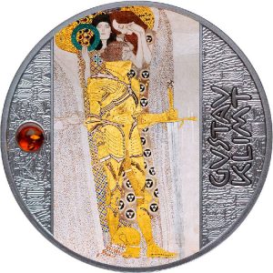 KNIGHT GUSTAV KLIMT 2022 500 CFA Pure Silver Coin with Amber Insert