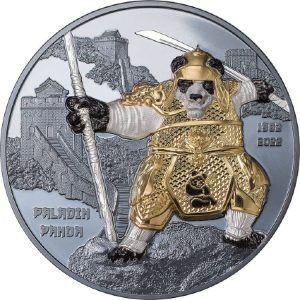 PALADIN PANDA 2022 $20 3 oz Pure Silver Black Proof Smartminting Coin