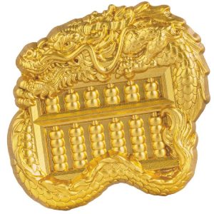 CHINESE DRAGON ABACUS 2023 5000 Francs CFA 1 oz Pure Silver Gilded Coin Republique du Tchad