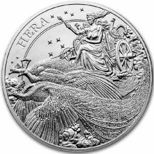 HERA AND THE PEACOCK GODDESSES SERIES 2022 5 Pounds 5 oz Pure Silver BU Coin (w Box & COA)