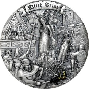 WITCH TRIAL MISTAKES OF HUMANITY 2022 2 oz Pure Silver Ultra High Relief Coin