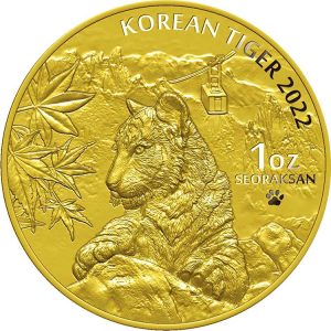 KOREAN TIGER 2022 1 oz Pure Gold BU Round in Box and COA