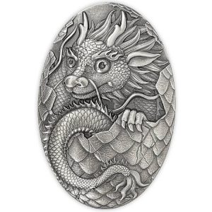 DRAGON EGG YEAR OF THE DRAGON 2024 5 oz Pure Silver Special Shape Coin