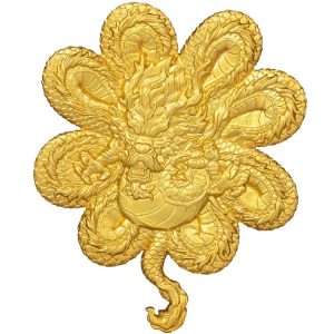 FOUR LEAF CLOVER DRAGON 2023 5000 Francs CFA 1 oz Pure Silver Gilded Coin Republique du Tchad