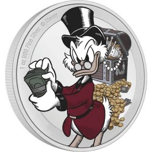 SCROOGE MCDUCK 75TH ANNIVERSARY 2022 1 oz Fine Silver Proof Coloured Coin