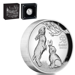 YEAR OF THE RABBIT AUSTRALIAN LUNAR SERIES III 2023 1 oz Pure Silver Proof High Relief Coin