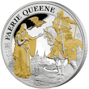 UNA & REDCROSSE FAERIE QUEENE SERIES 2022 2 Pounds 2 oz Pure Silver Gilded Proof Coin