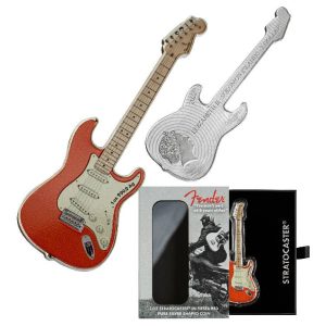 FENDER STRATOCASTER FIESTA RED 2022 1 oz Silver Guitar Shaped Coin