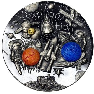 EXPLORATION OF SPACE DE DOODLE SERIES - 2022 3 oz Pure Silver Coin with Black proof and Antiquing