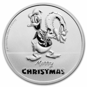 DONALD DUCK CHRISTMAS DISNEY 2022 1 oz $2 NZD Silver Bullion Coin