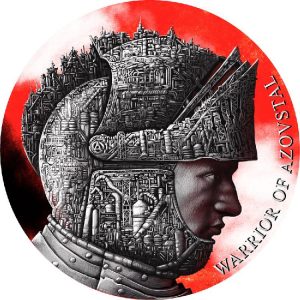 WARRIOR of AZOVSTAL UKRAINE 2022 2 oz Pure Silver Antique Finish Coin with Selective Digital Printing