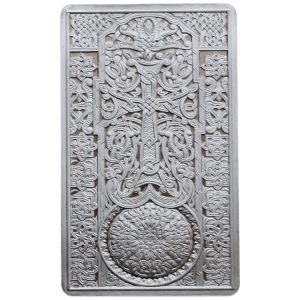 CROSS STONE ARMENIAN KHACHKAR 2022 1 oz Pure Silver Proof Bar in Capsule with COA