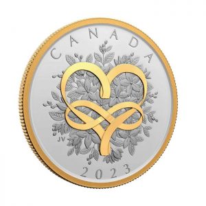 CELEBRATE LOVE 2023 1 oz Pure Silver Coin with Yellow Gold Plating - Royal Canadian Mint