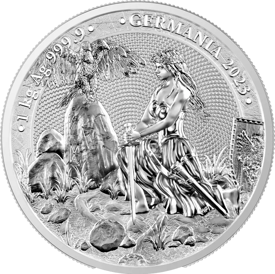 GERMANIA 2023 80 Mark 1 Kilo Pure Silver Brilliant Uncirculated Round with UV Invisible Paint