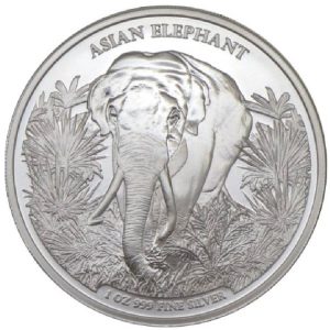 ASIAN ELEPHANT ASIA BIG FIVE SERIES 2023 1 oz Silver Bullion Coin in Capsule - Cambodia