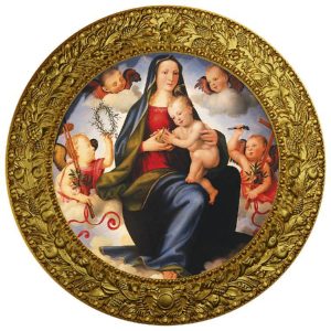 MADONNA AND CHILD ENTHRONED IN THE CLOUDS MARIOTTO ALBERTINELLI  2022 500 Francs CFA Pure Silver 24K Gold Plated Coin - Cameroon - Mint of Poland