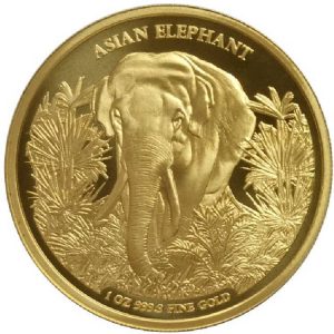 ASIAN ELEPHANT ASIA BIG FIVE SERIES 2023 1 oz Gold Bullion Coin in Capsule - Cambodia