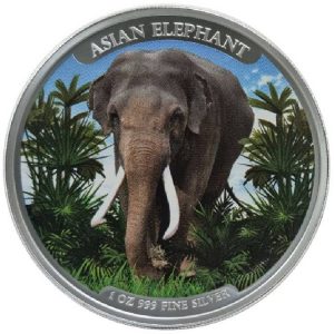 ASIAN ELEPHANT ASIA BIG FIVE SERIES 2023 1 oz Silver Colored Bullion Coin in Capsule - Cambodia