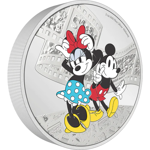 MICKEY AND MINNIE MOUSE DISNEY MICKEY & FRIENDS 2023 3 oz Pure Silver Proof Coin - Niue - NZ Mint