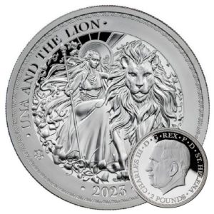 UNA AND THE LION 2023 5 Pounds 5 oz Pure Silver Proof Coin - St. Helena